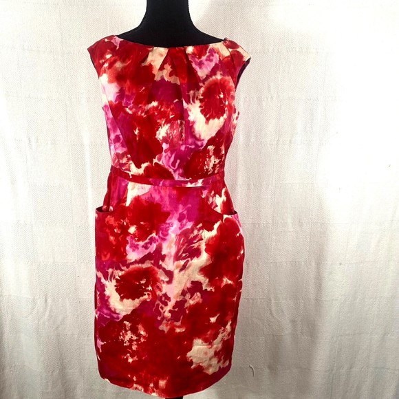Adrianna Papell Red & Pink Sheath Dress Size 10 - Picture 1 of 16